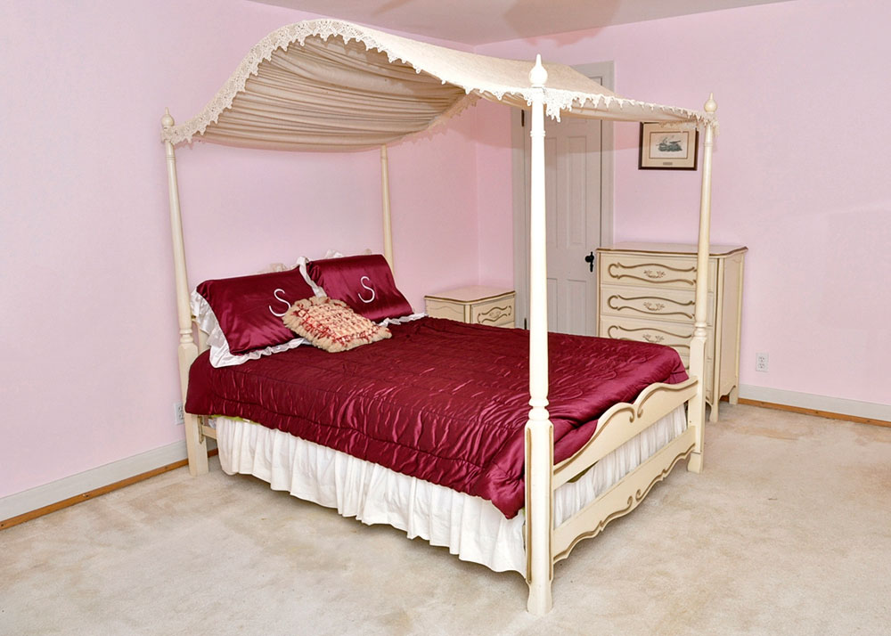French Provincial Style Canopy Bed Frame