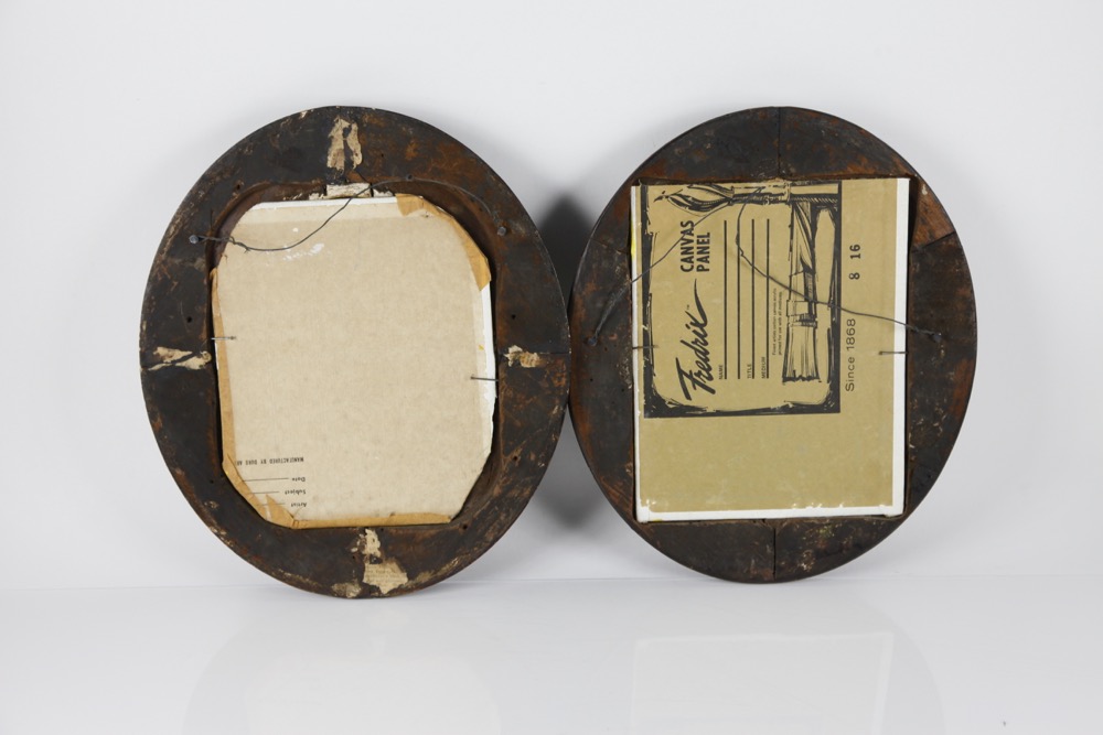 Pair of Original Oil Paintings in Walnut Frames