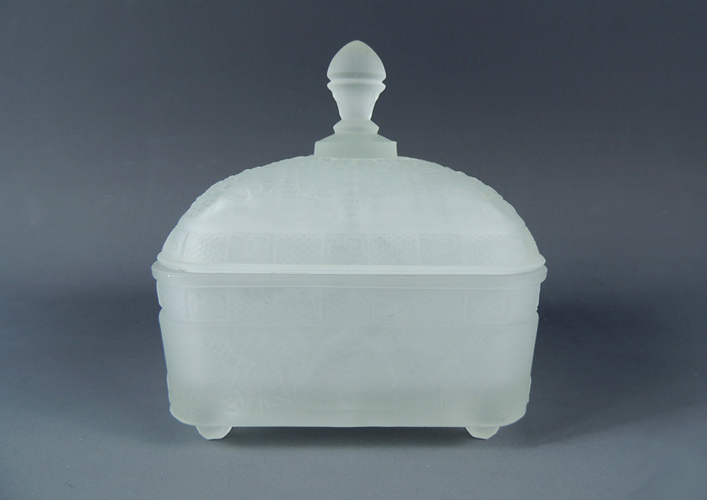 Frosted Indiana Tiara Glass Bee Hive Honey Box
