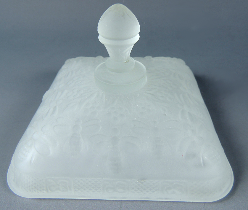 Frosted Indiana Tiara Glass Bee Hive Honey Box