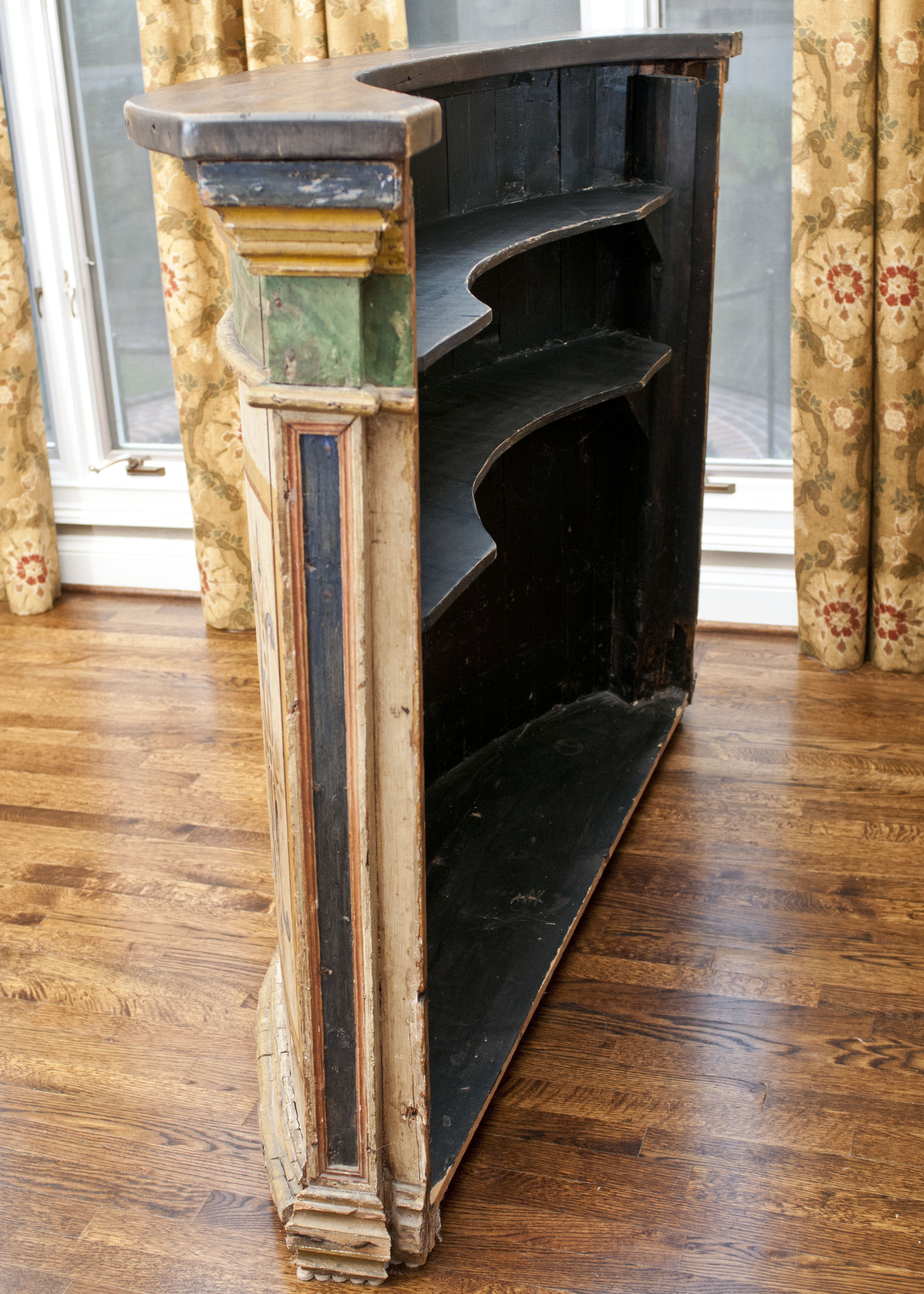 Antique Hand Painted Wood Bar