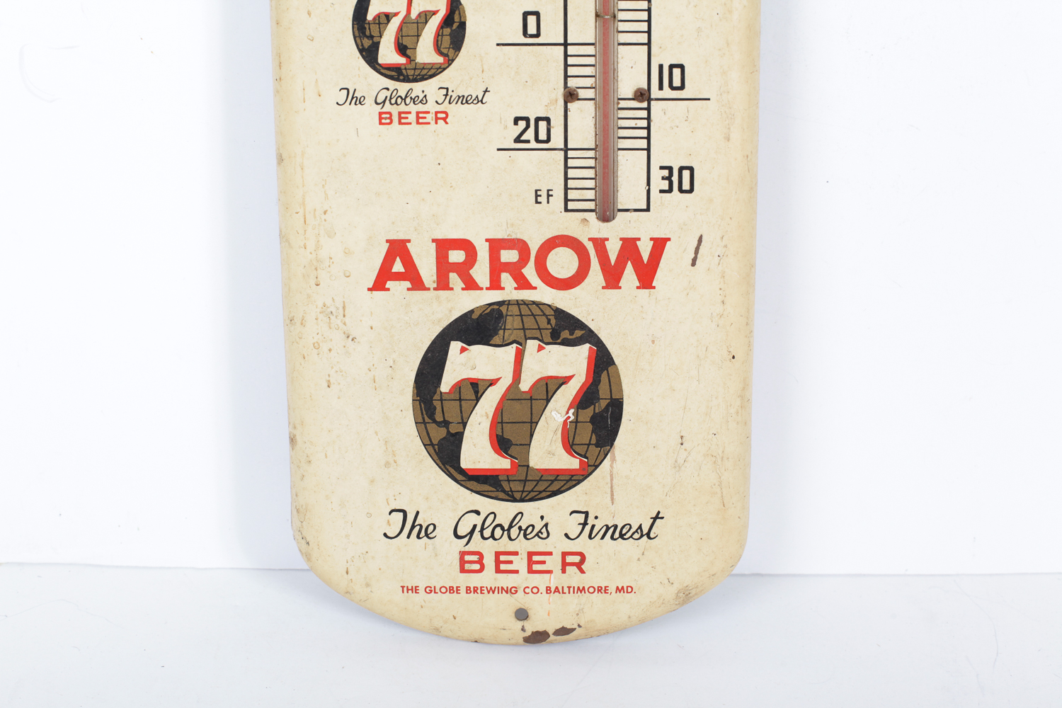 Vintage Porcelain "Arrow 77 Beer" Thermometer