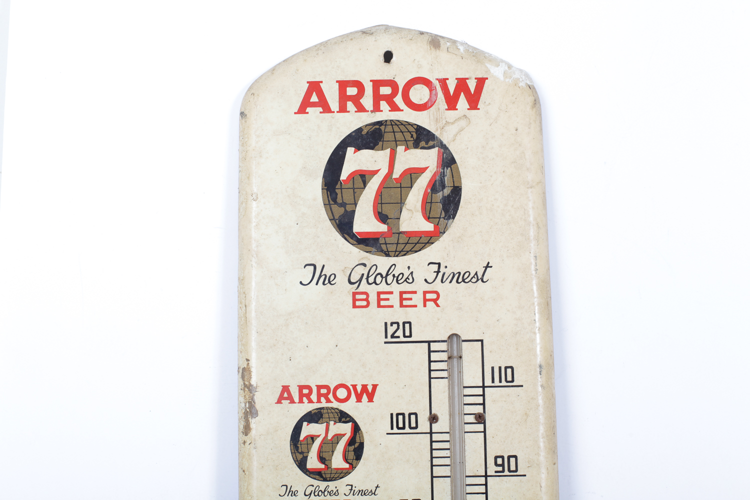 Vintage Porcelain "Arrow 77 Beer" Thermometer