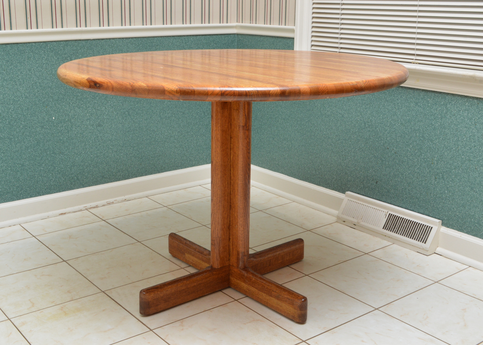 Round Butcher Block Top Table