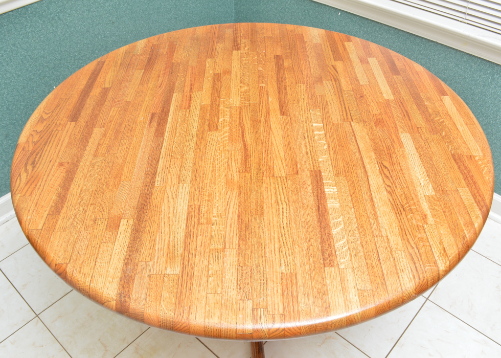 Round Butcher Block Top Table