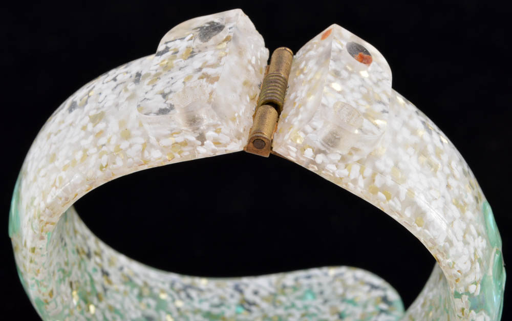 Confetti Lucite Clamper with Blue Shells