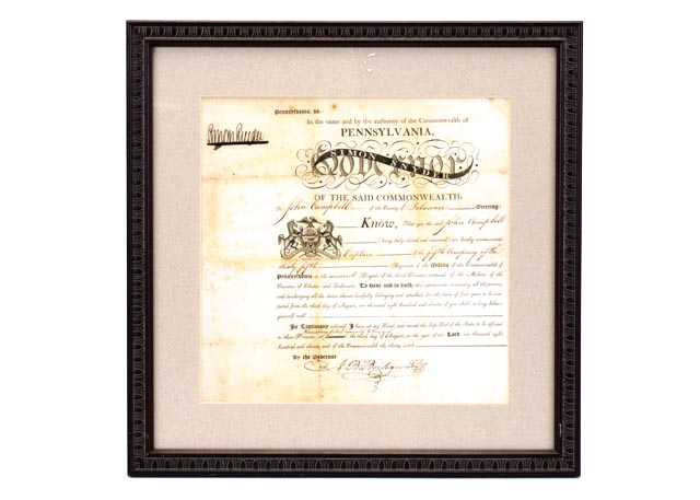 Reproduction 1811 Pennsylvania Militia Captain's Commission