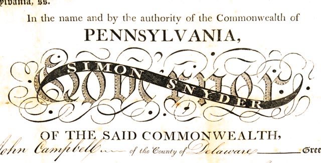 Reproduction 1811 Pennsylvania Militia Captain's Commission