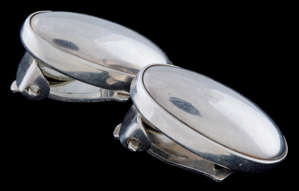 Niels Erik From, Danish Modernist Sterling Clip-On Earrings