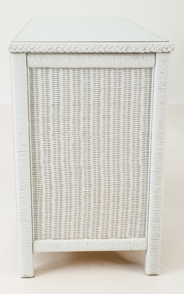 White Wicker Desk and Chair