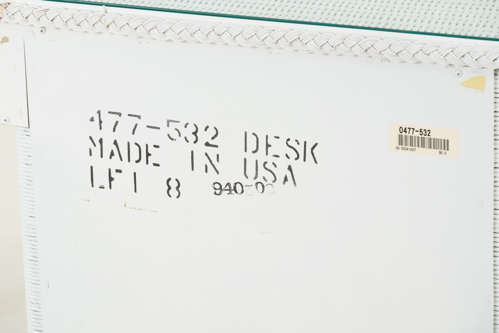 White Wicker Desk and Chair