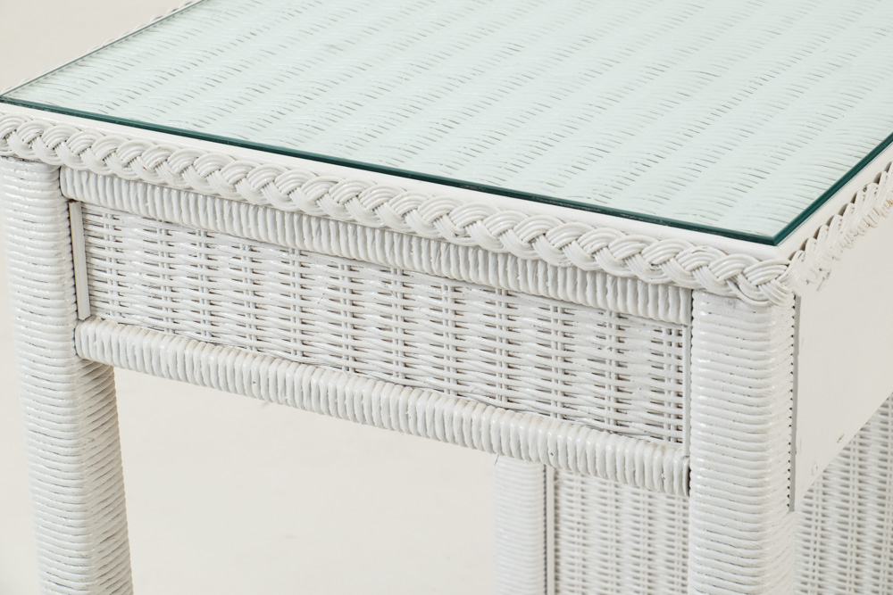 White Wicker Desk and Chair