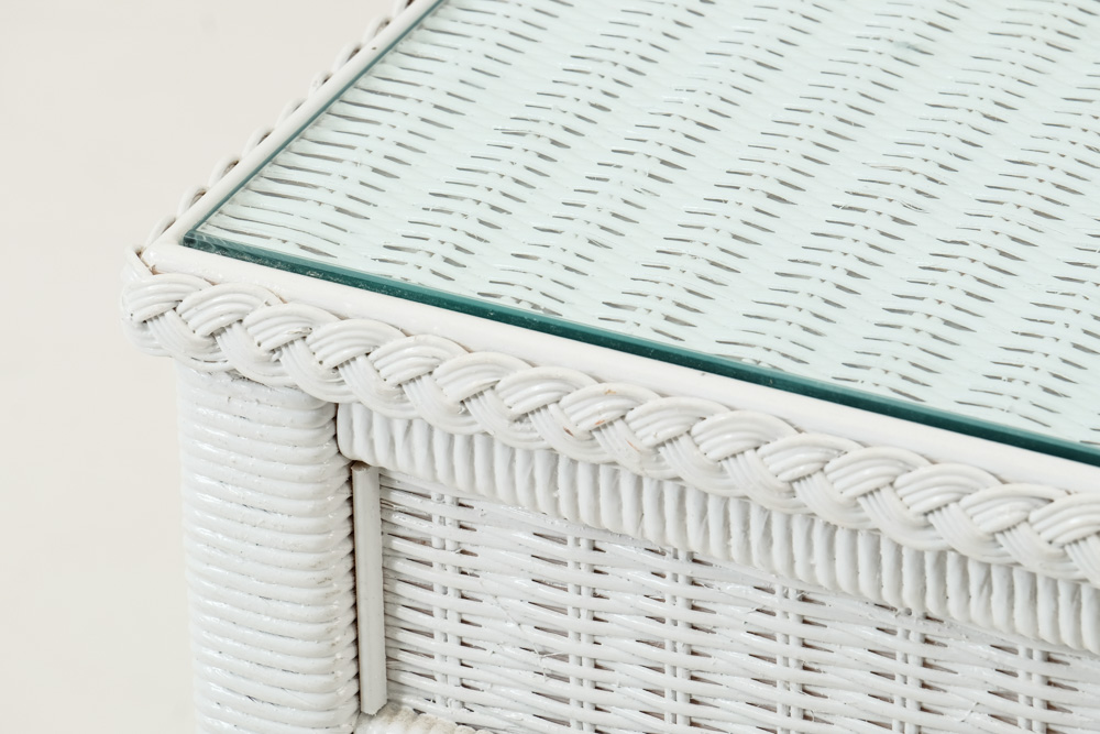 White Wicker Desk and Chair