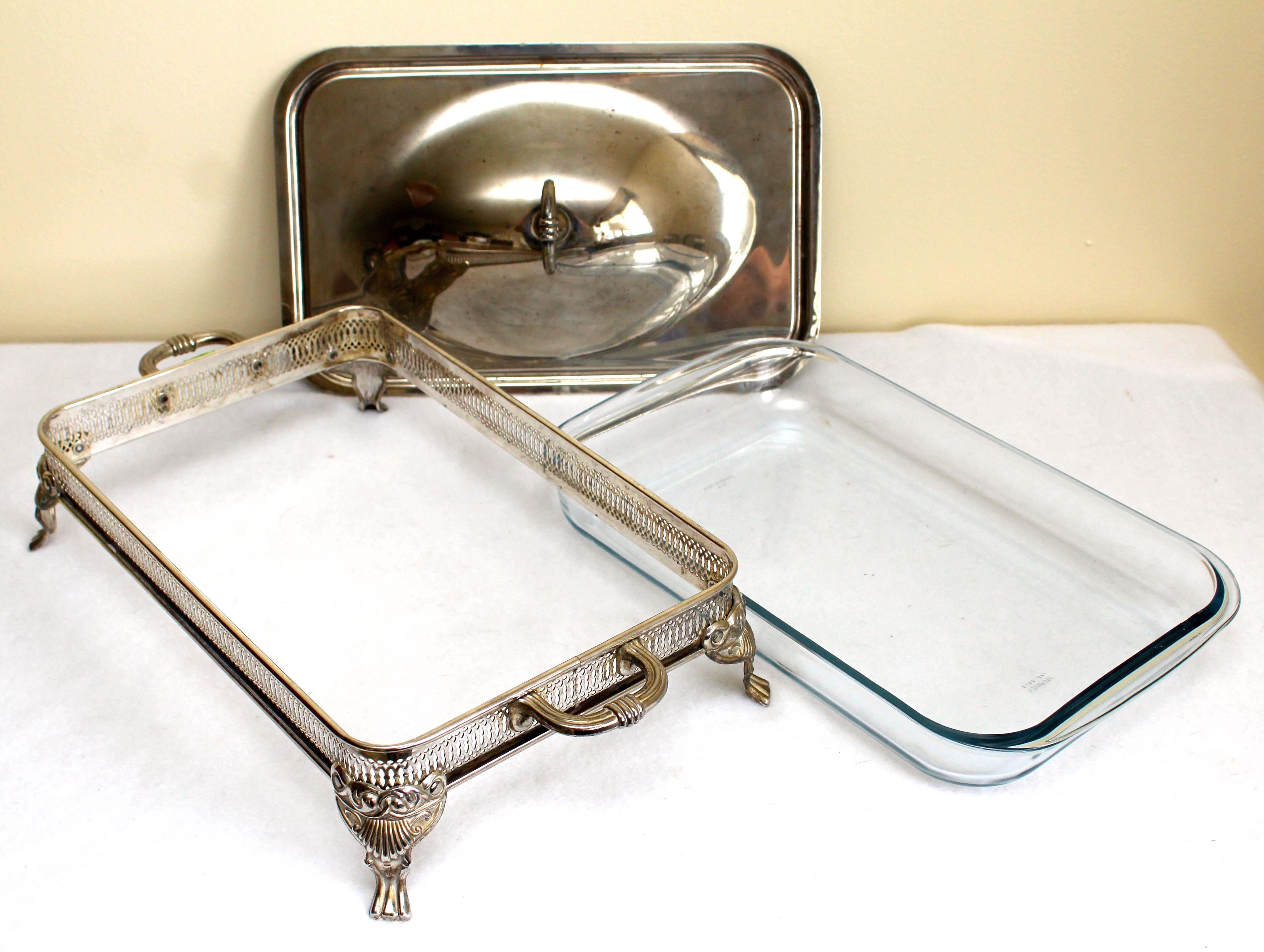 Vintage Footed Silver Plate Covered Casserole Serving Dish