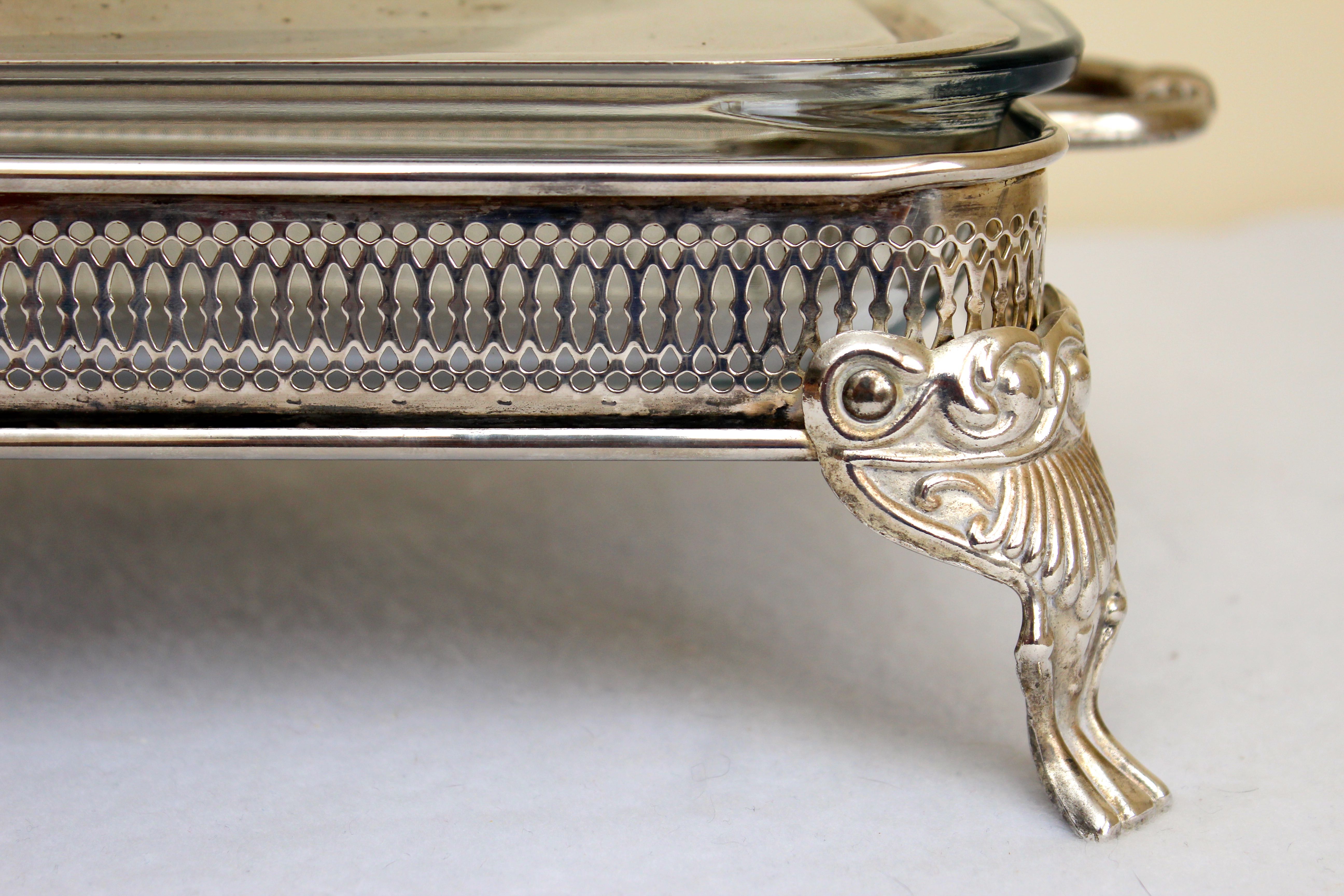 Vintage Footed Silver Plate Covered Casserole Serving Dish