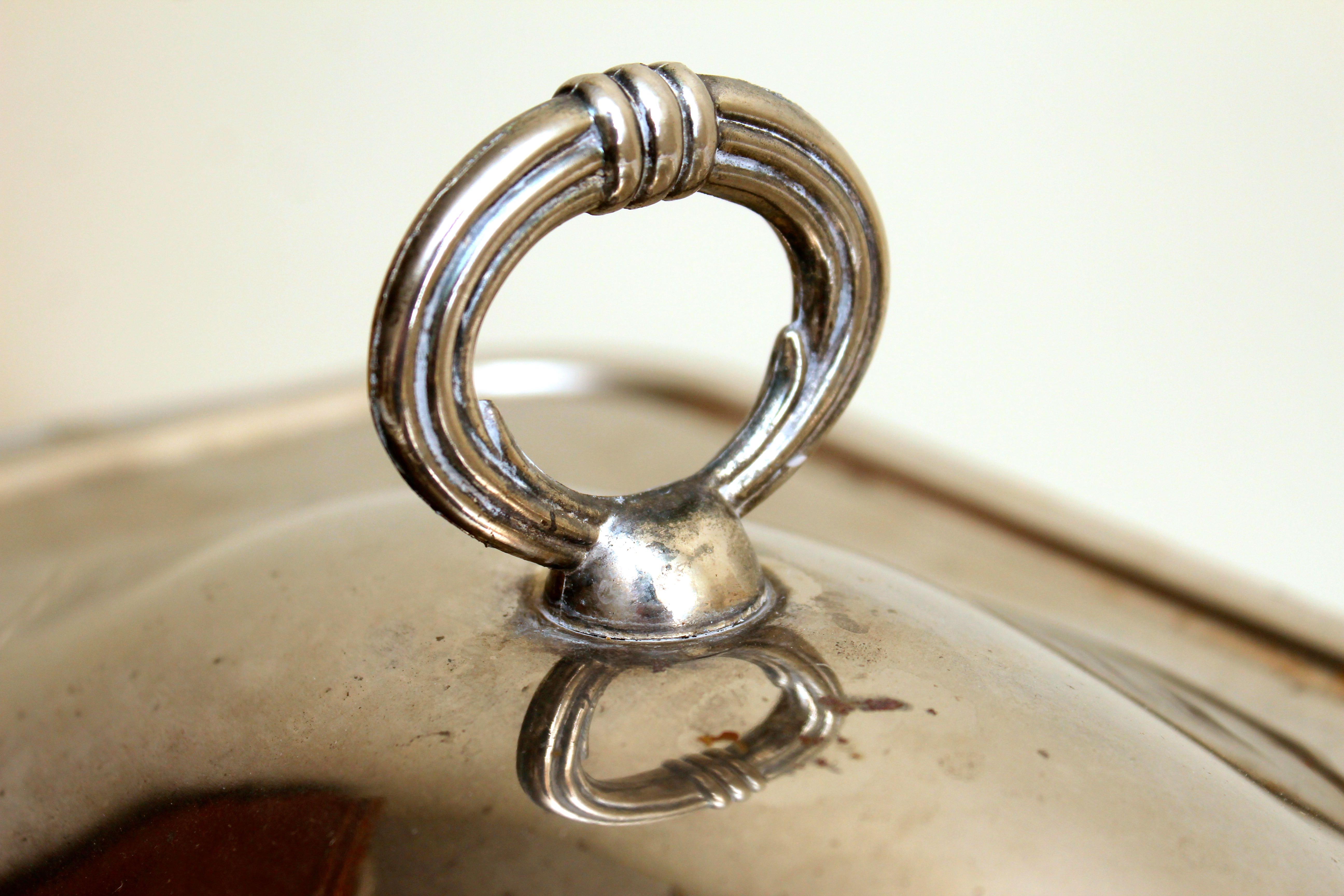 Vintage Footed Silver Plate Covered Casserole Serving Dish