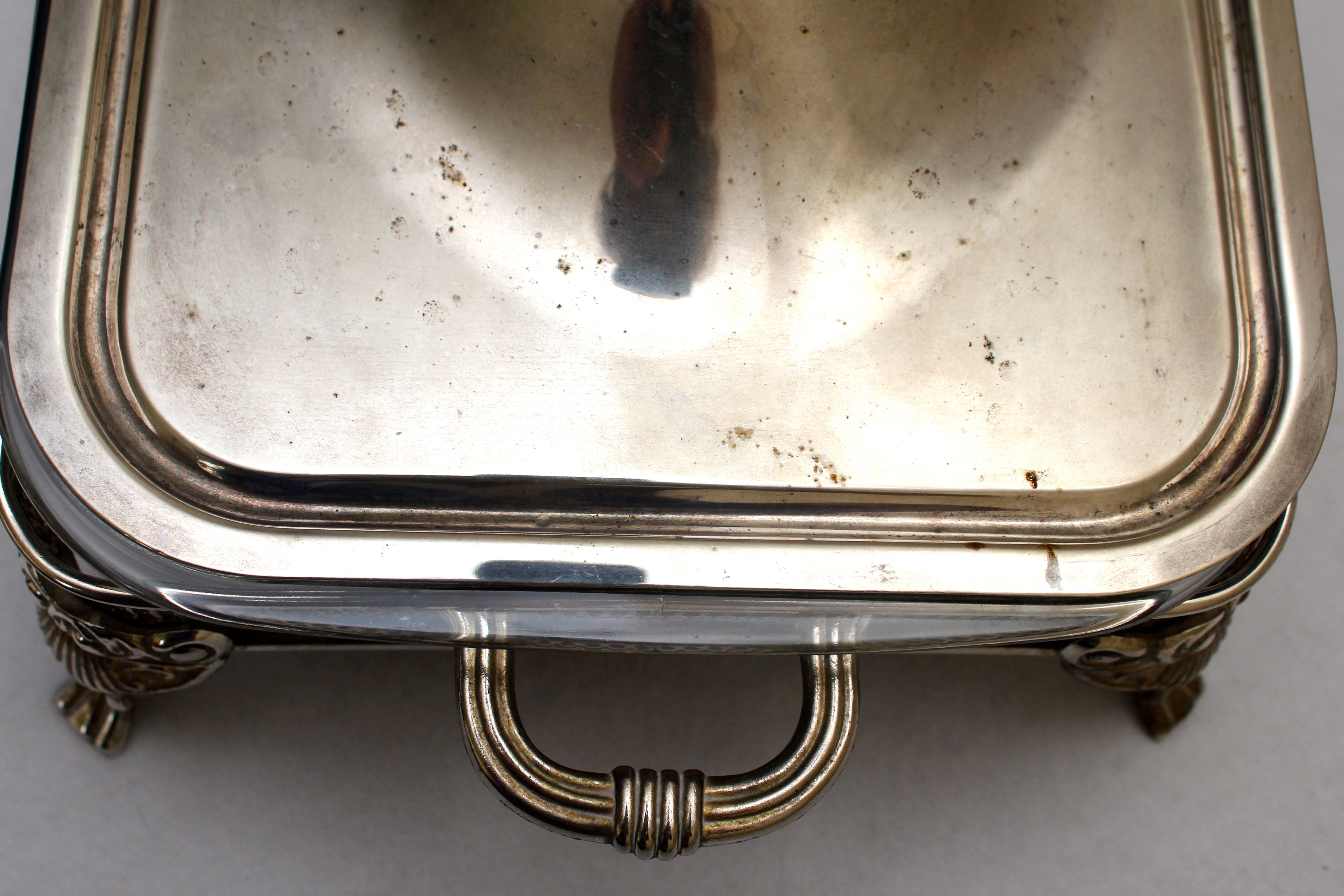 Vintage Footed Silver Plate Covered Casserole Serving Dish