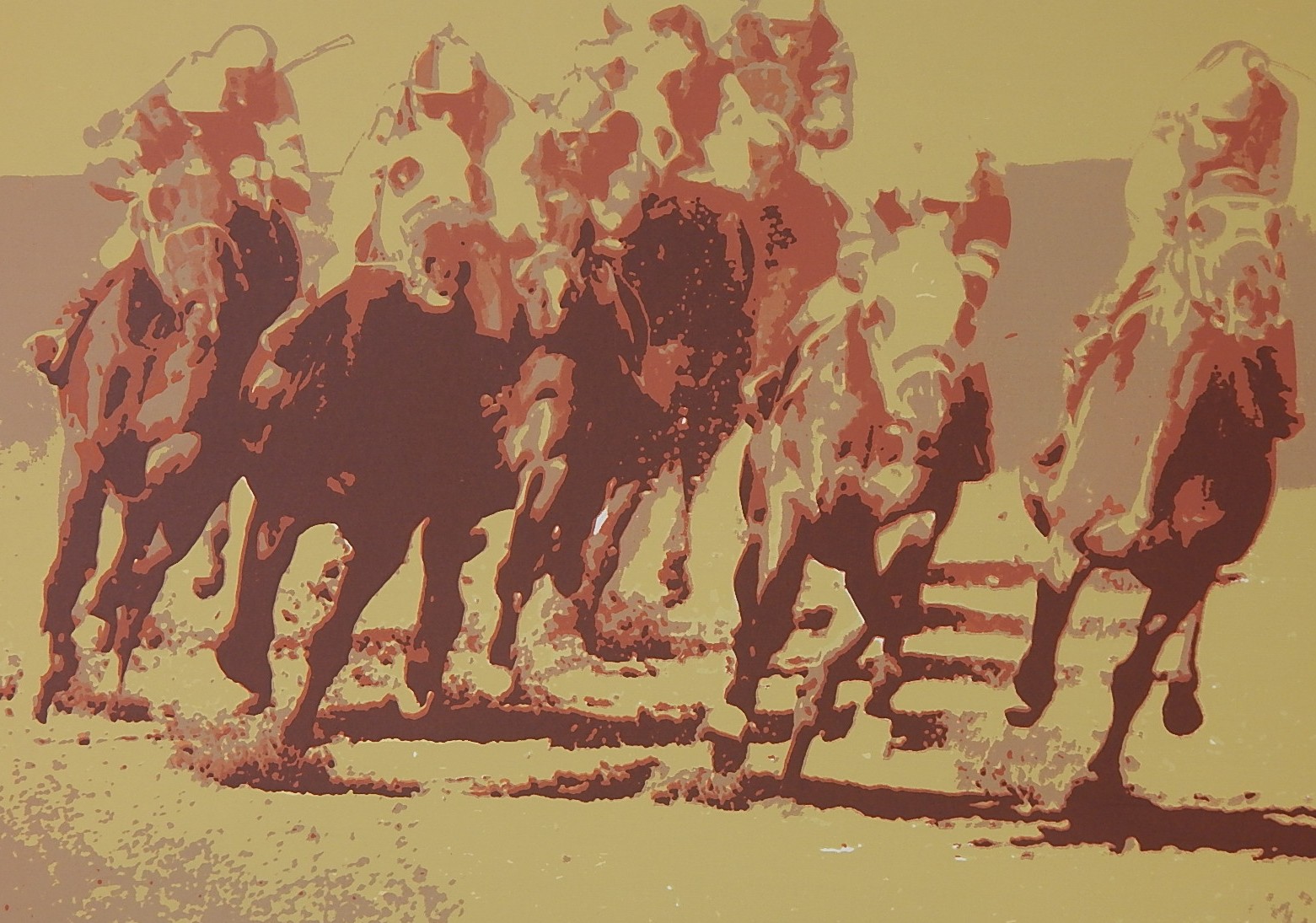 Unframed Signed L/E Lorenzo Bergen Silkscreen - 'Horse Race'