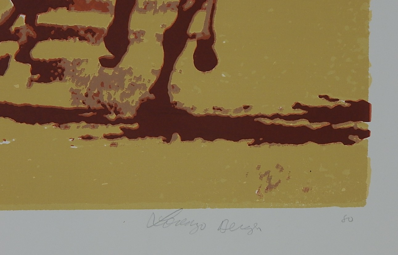 Unframed Signed L/E Lorenzo Bergen Silkscreen - 'Horse Race'