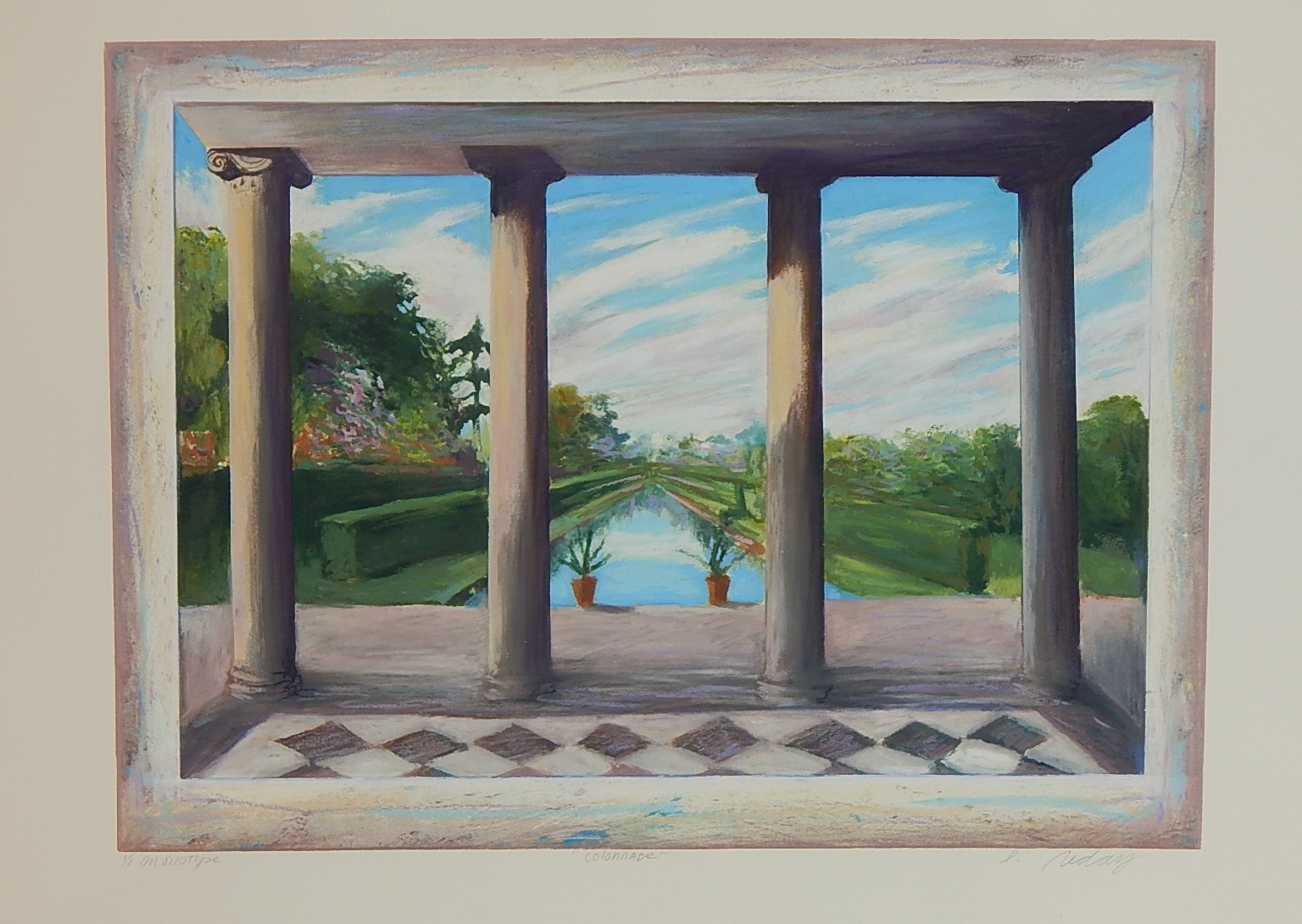 Unframed Pastel Monotype 'Colonade' - Elizabeth  Reday