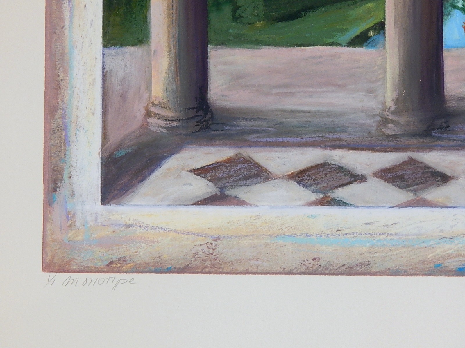 Unframed Pastel Monotype 'Colonade' - Elizabeth  Reday