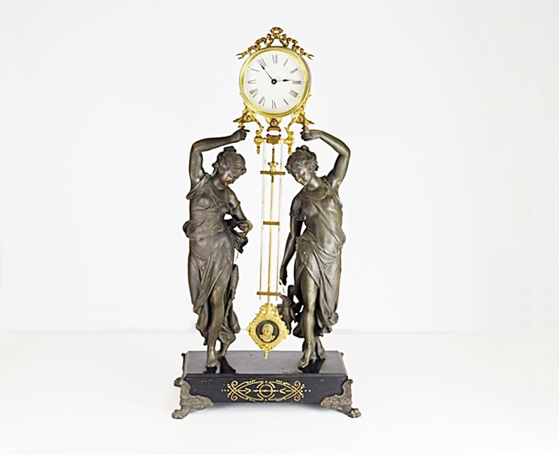 Ansonia "Fisher & Hunter" Swing Arm Clock, Circa 1890