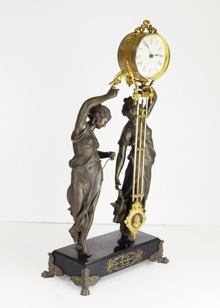 Ansonia "Fisher & Hunter" Swing Arm Clock, Circa 1890