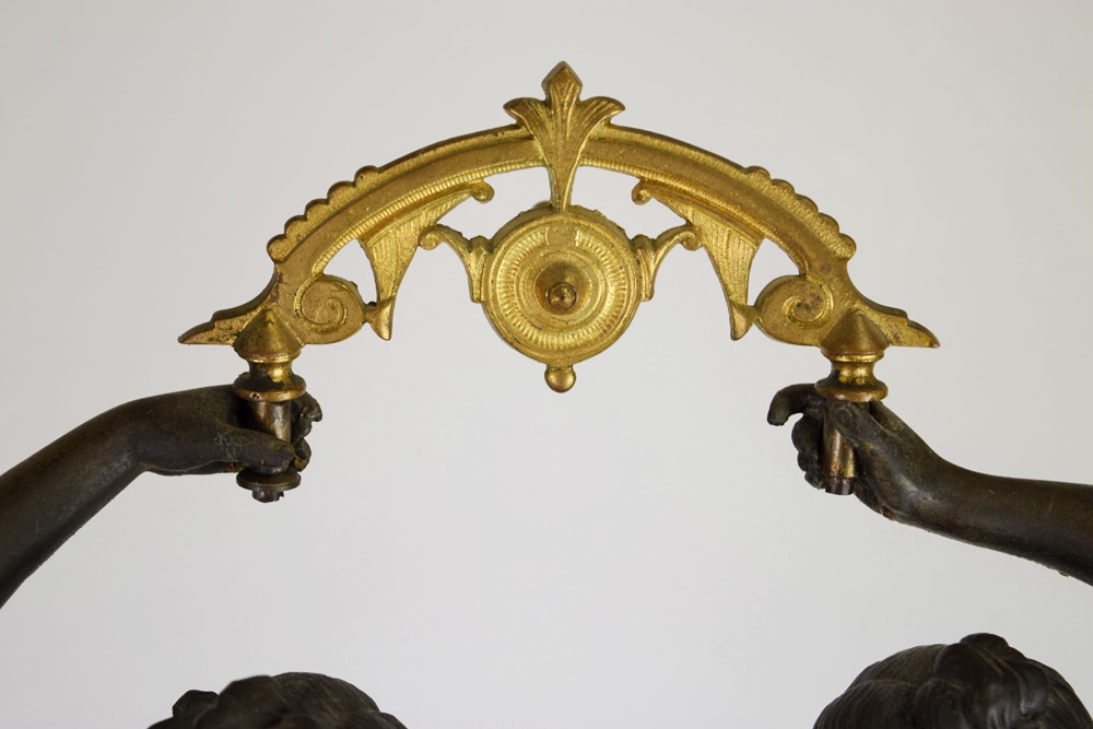 Ansonia "Fisher & Hunter" Swing Arm Clock, Circa 1890