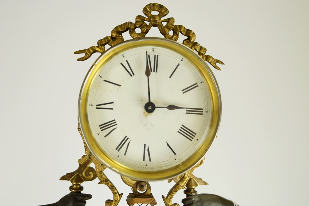 Ansonia "Fisher & Hunter" Swing Arm Clock, Circa 1890