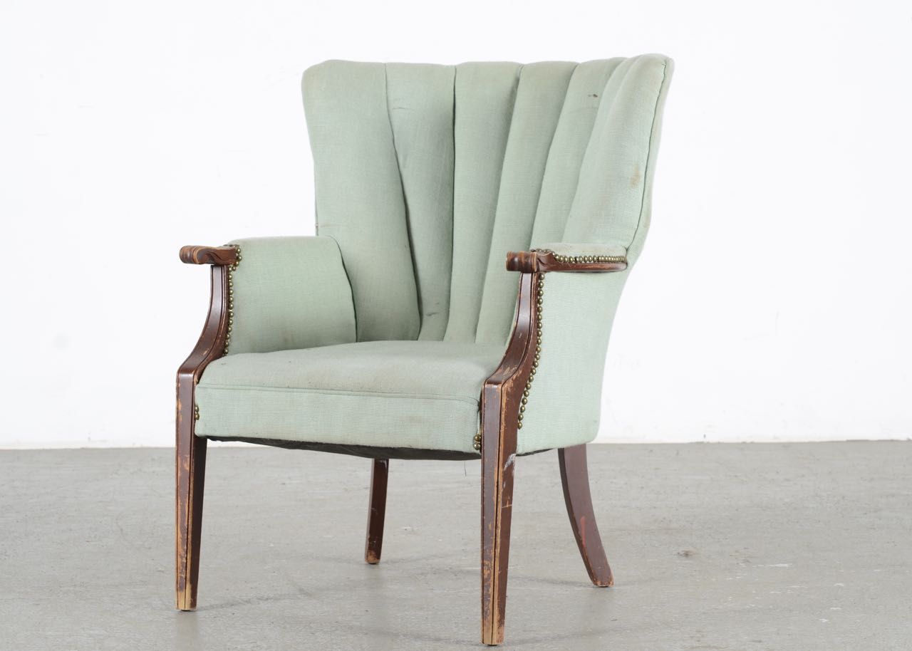 Upholstered Fan Back Occasional Chair