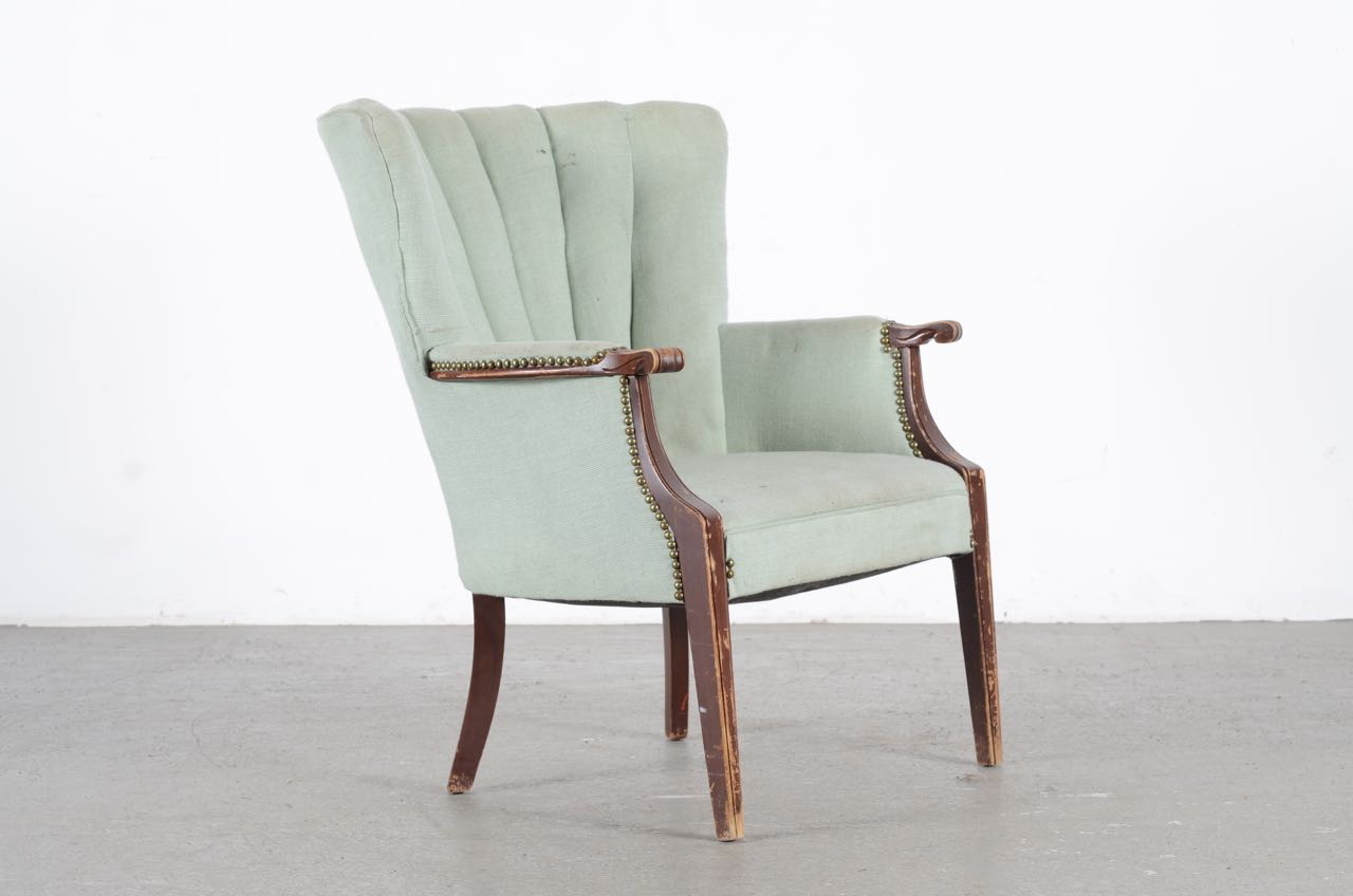 Upholstered Fan Back Occasional Chair