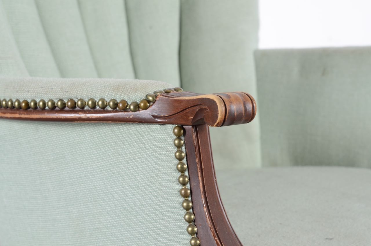 Upholstered Fan Back Occasional Chair