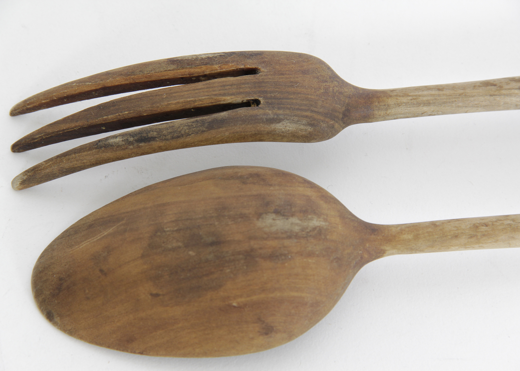 Antique Wood and Silver Plate Salad Tongs