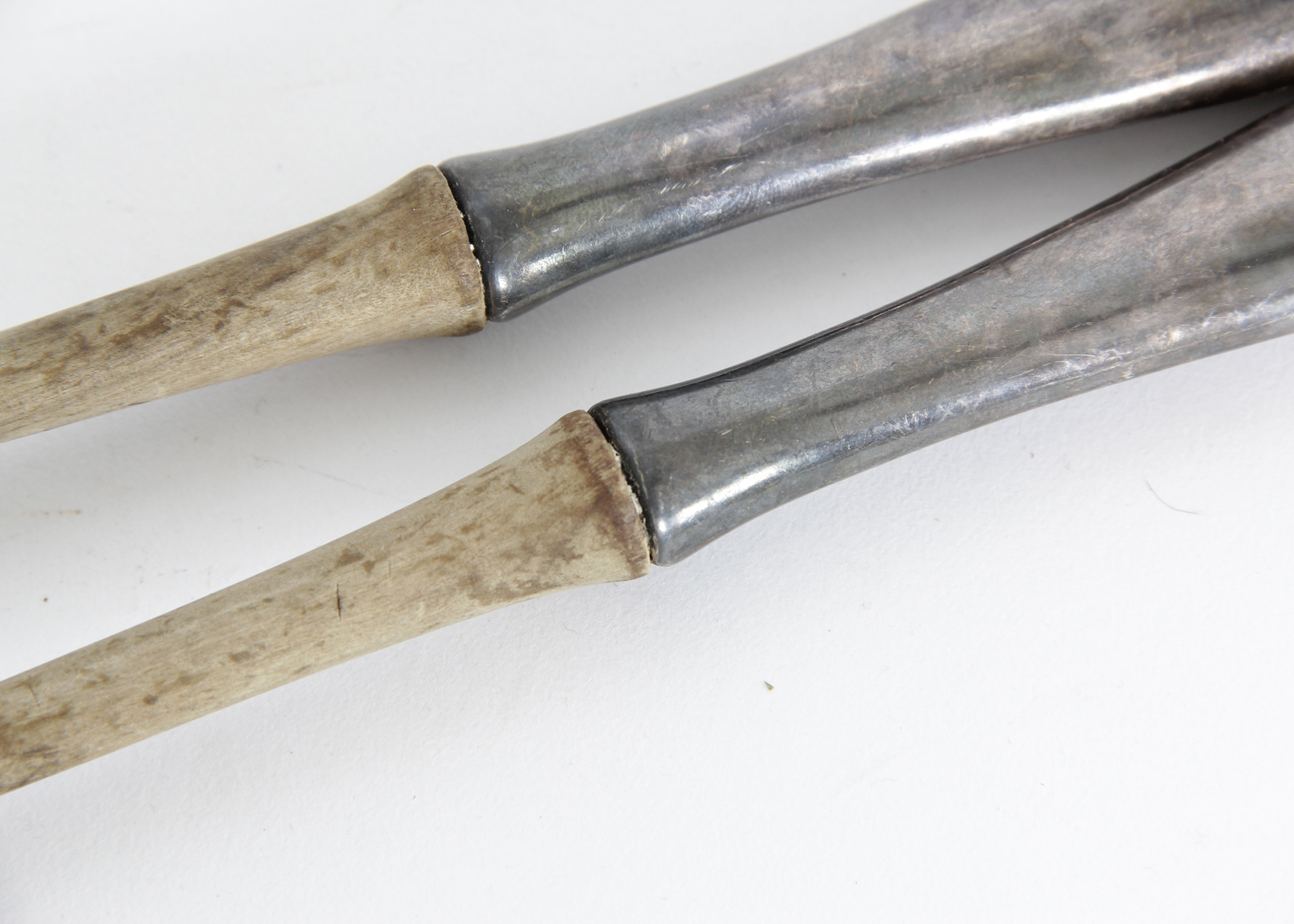 Antique Wood and Silver Plate Salad Tongs