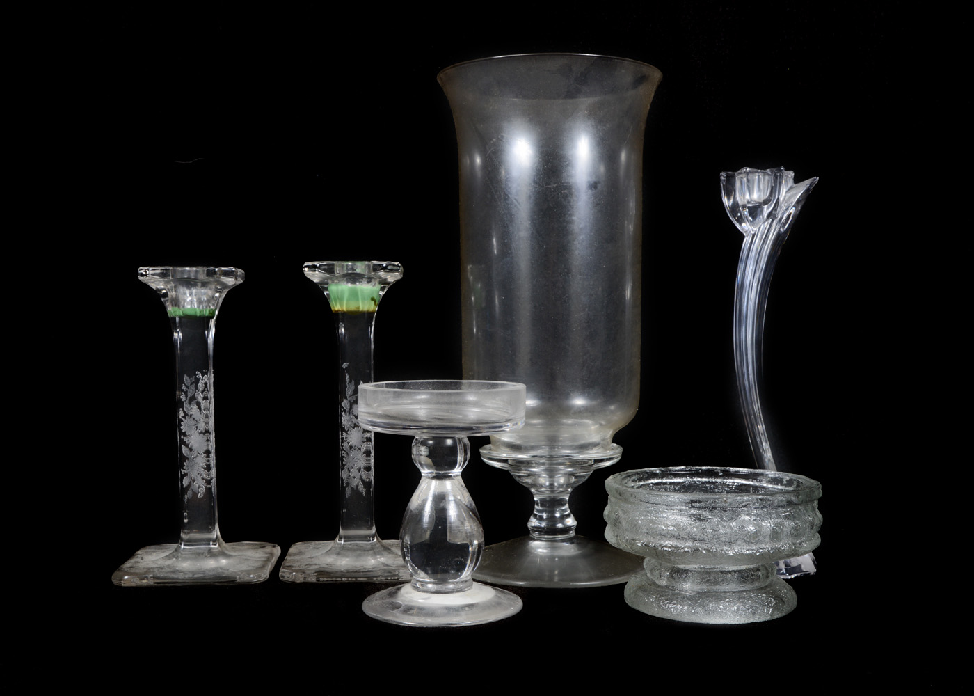 Pressed and Blown Glass Candle Holders