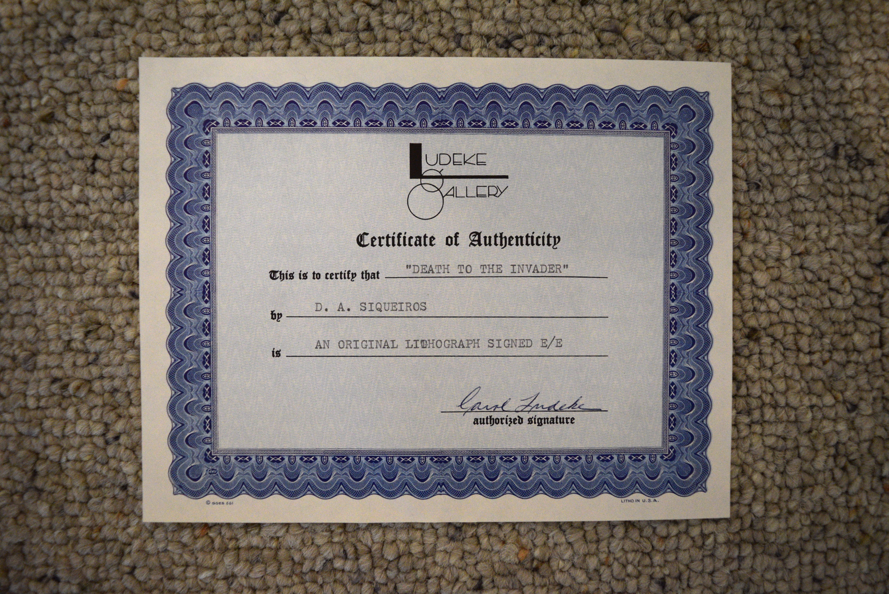 David Alfaro Siqueiros "Death to the Invader" Signed Lithograph