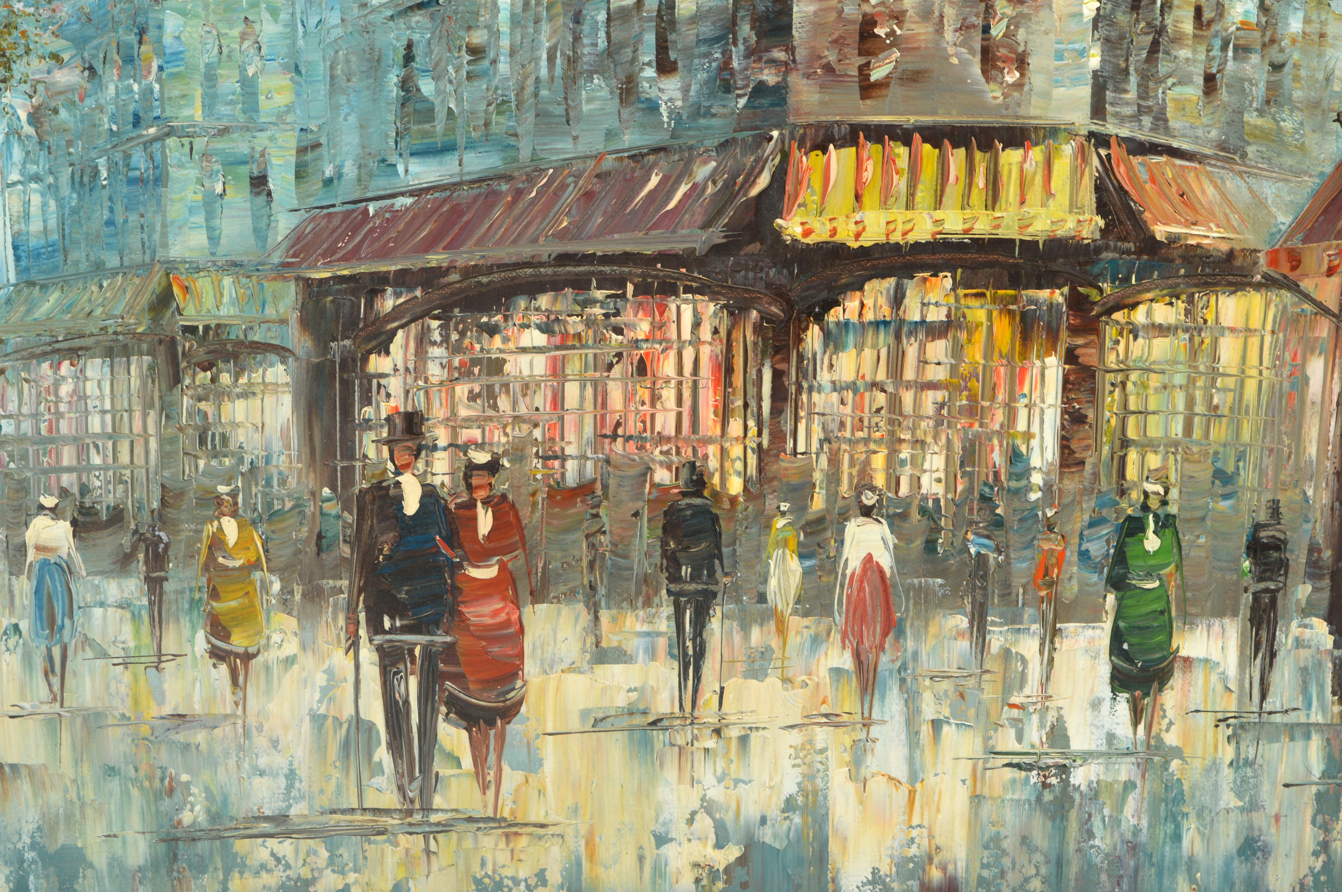 T. Carson Signed Parisian Street Scene Oil Painting
