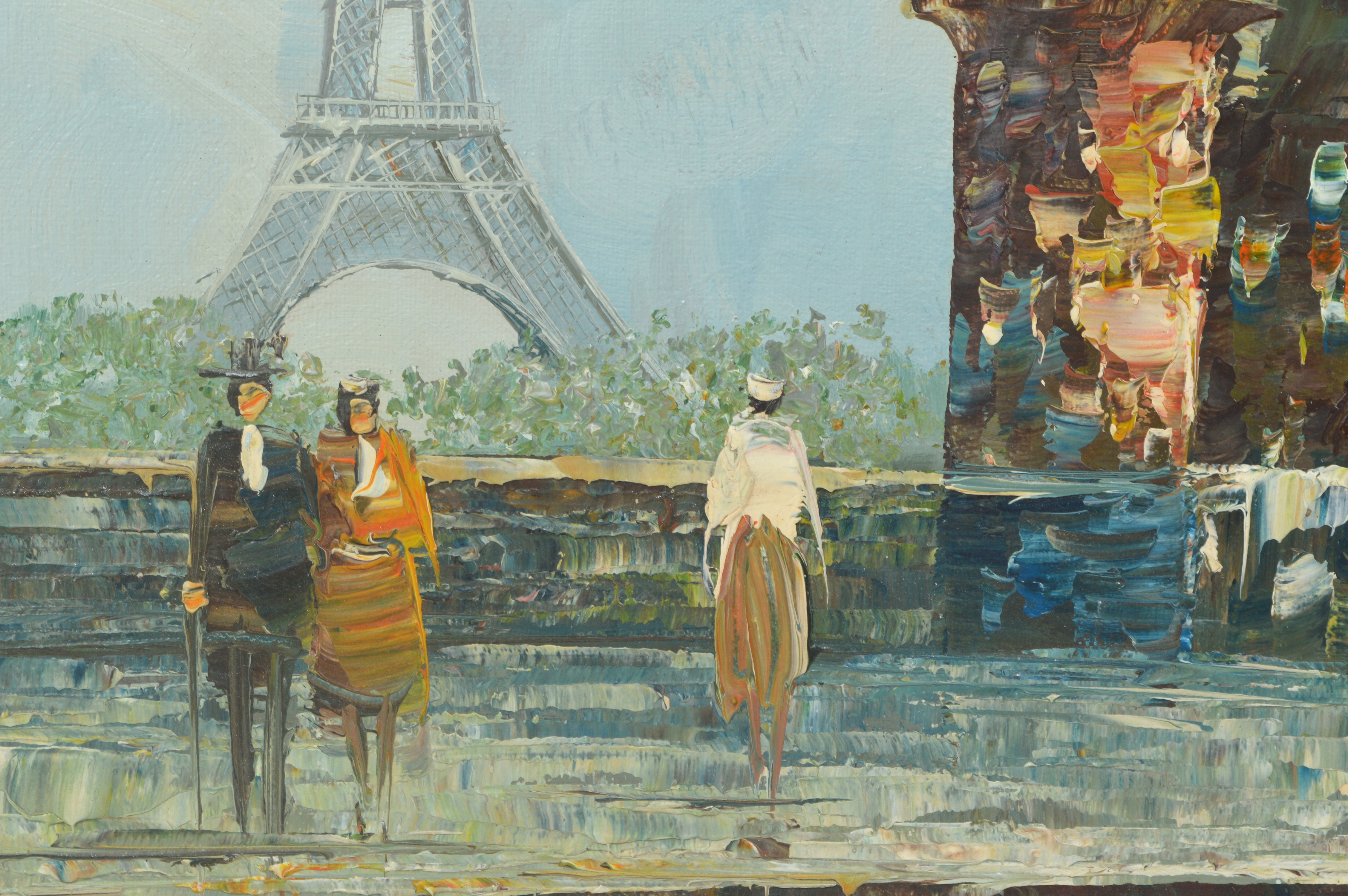 T. Carson Signed Parisian Street Scene Oil Painting