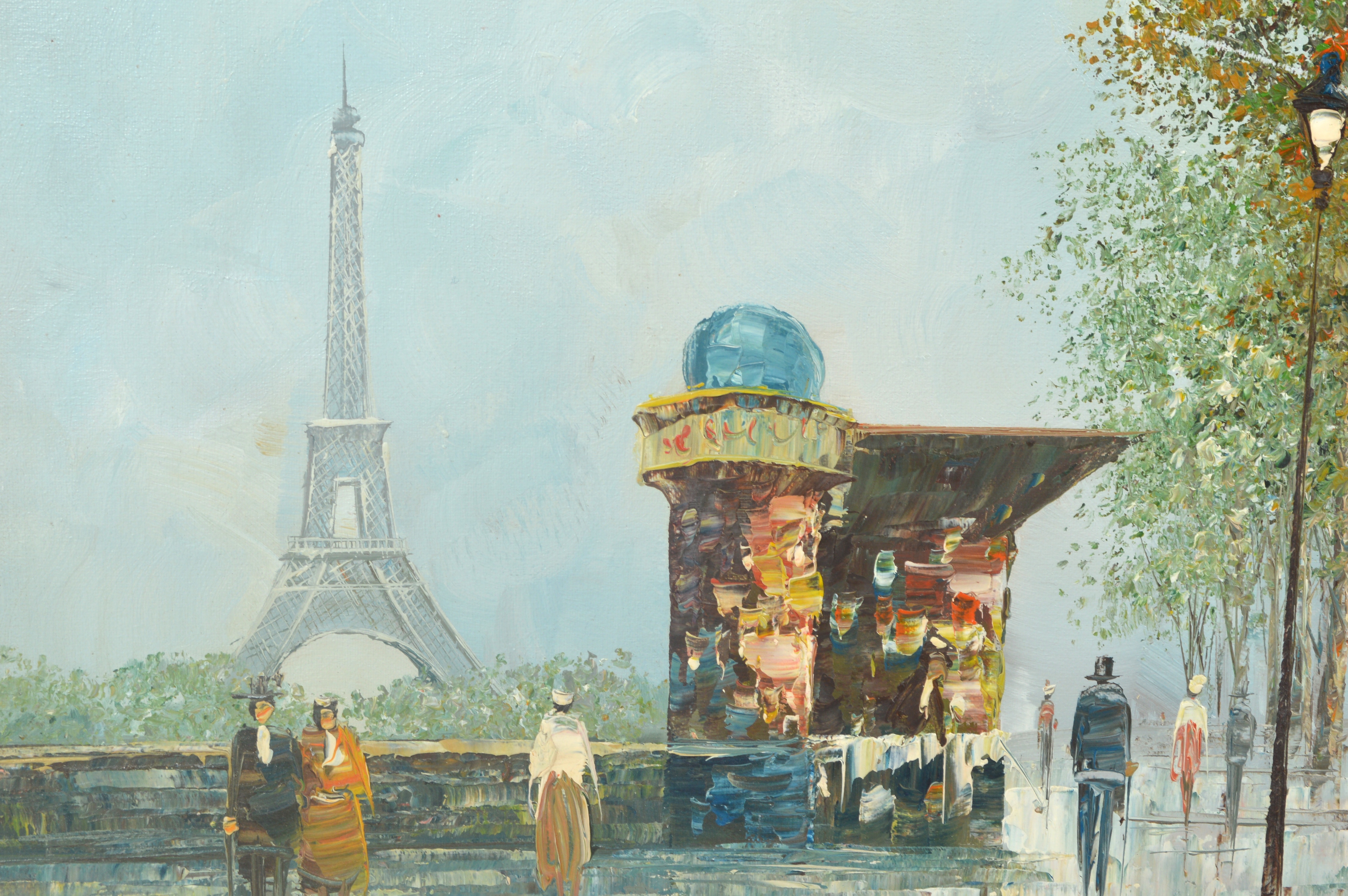 T. Carson Signed Parisian Street Scene Oil Painting