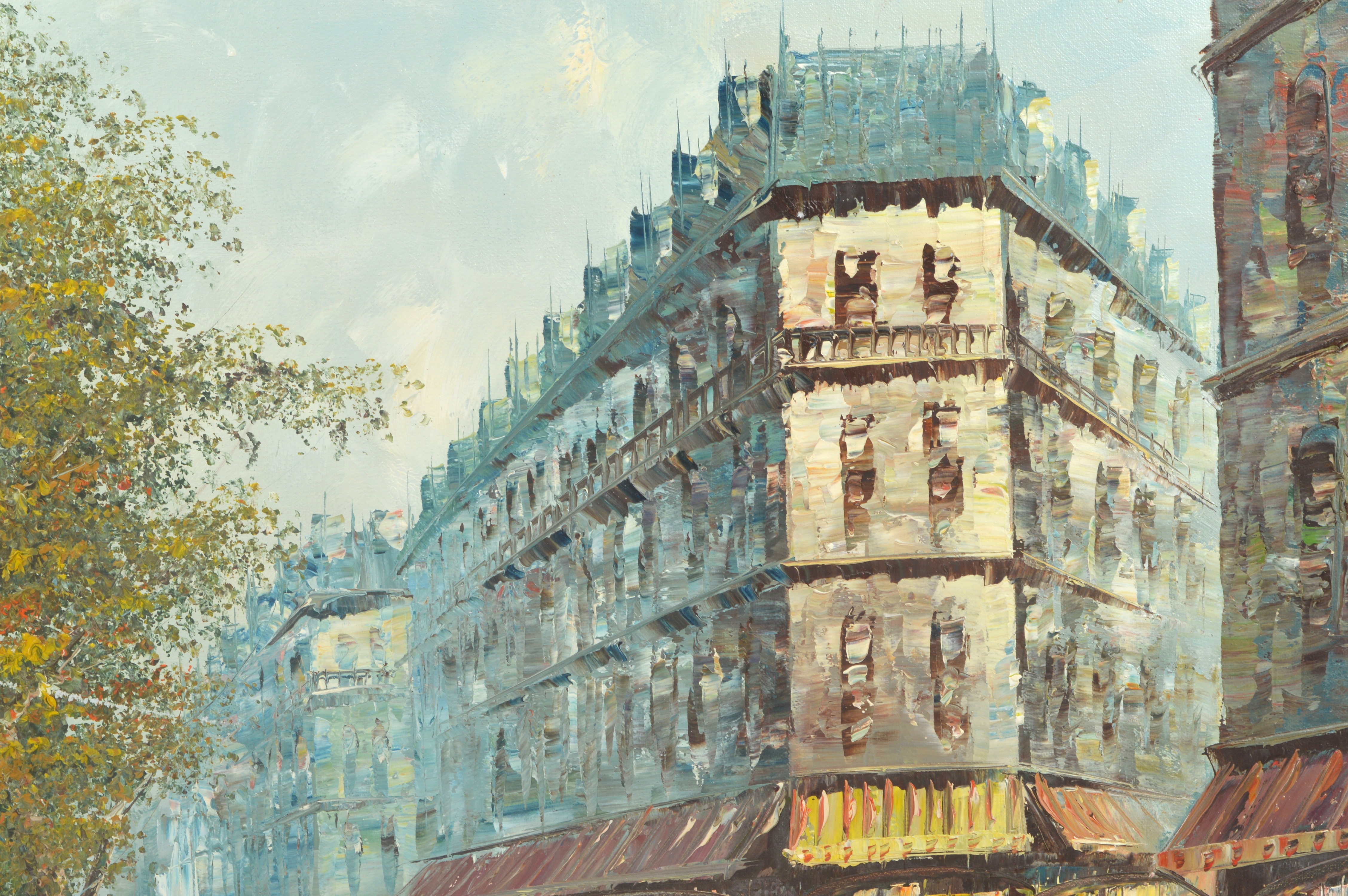 T. Carson Signed Parisian Street Scene Oil Painting