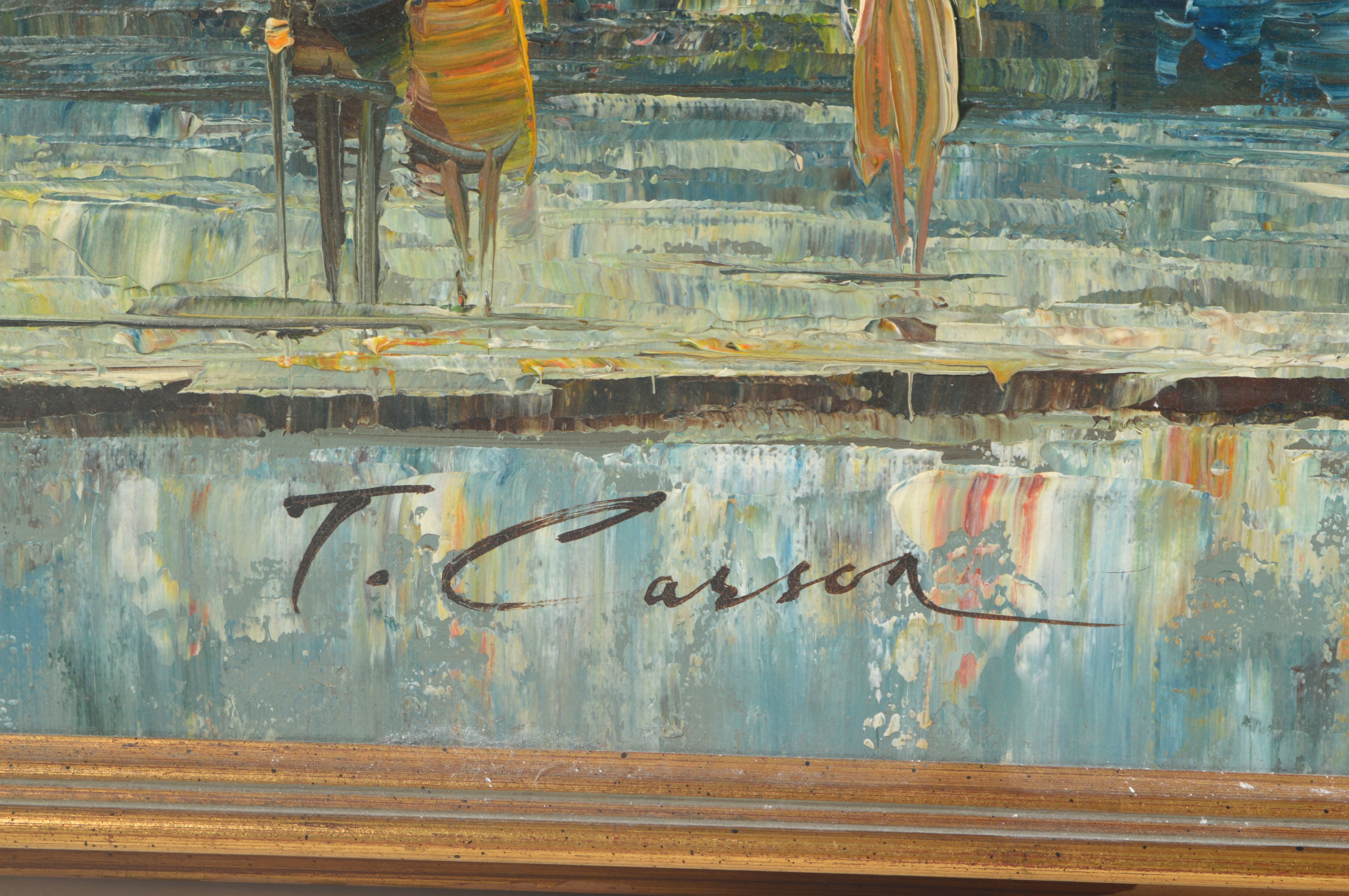 T. Carson Signed Parisian Street Scene Oil Painting