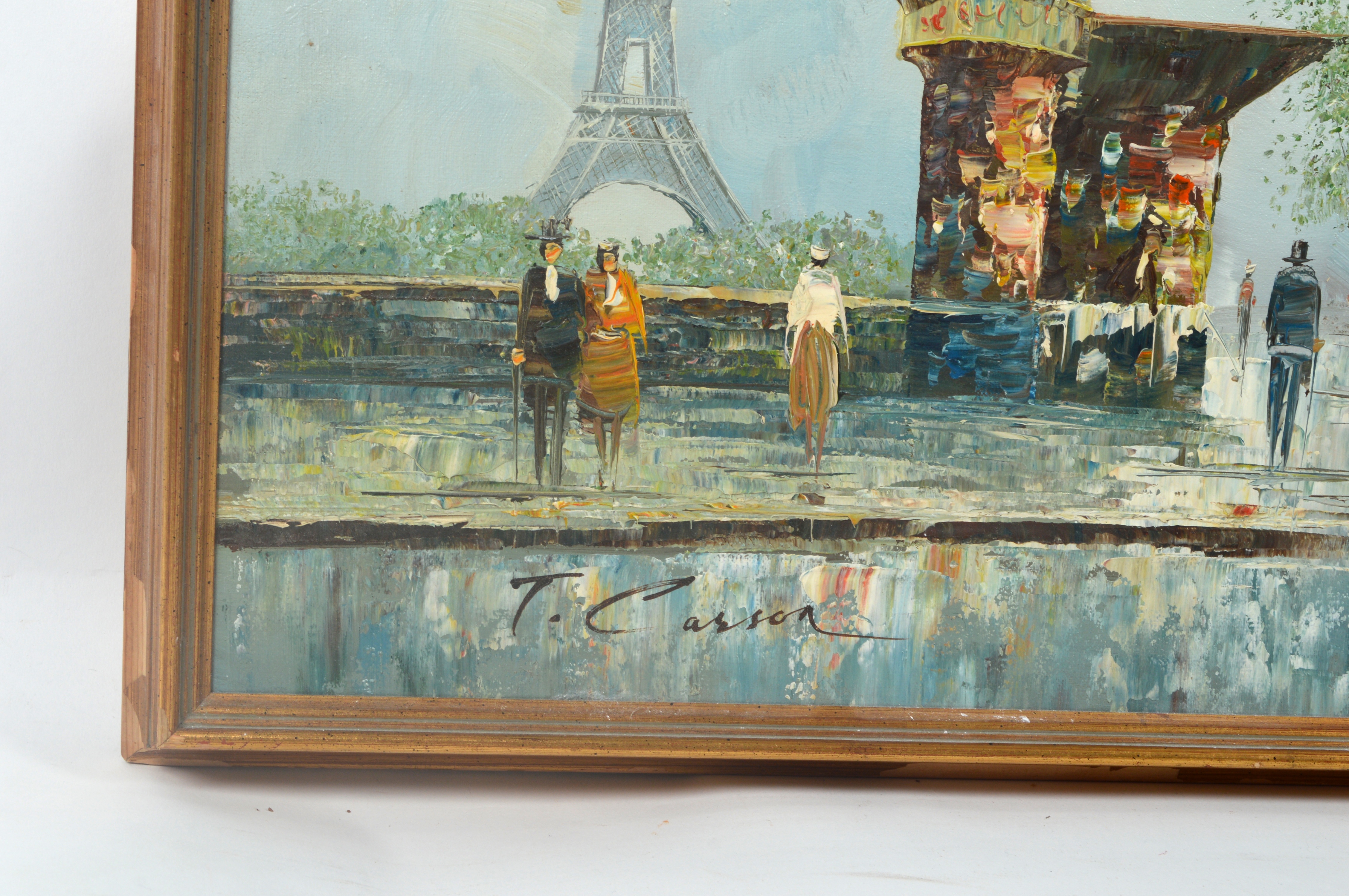 T. Carson Signed Parisian Street Scene Oil Painting