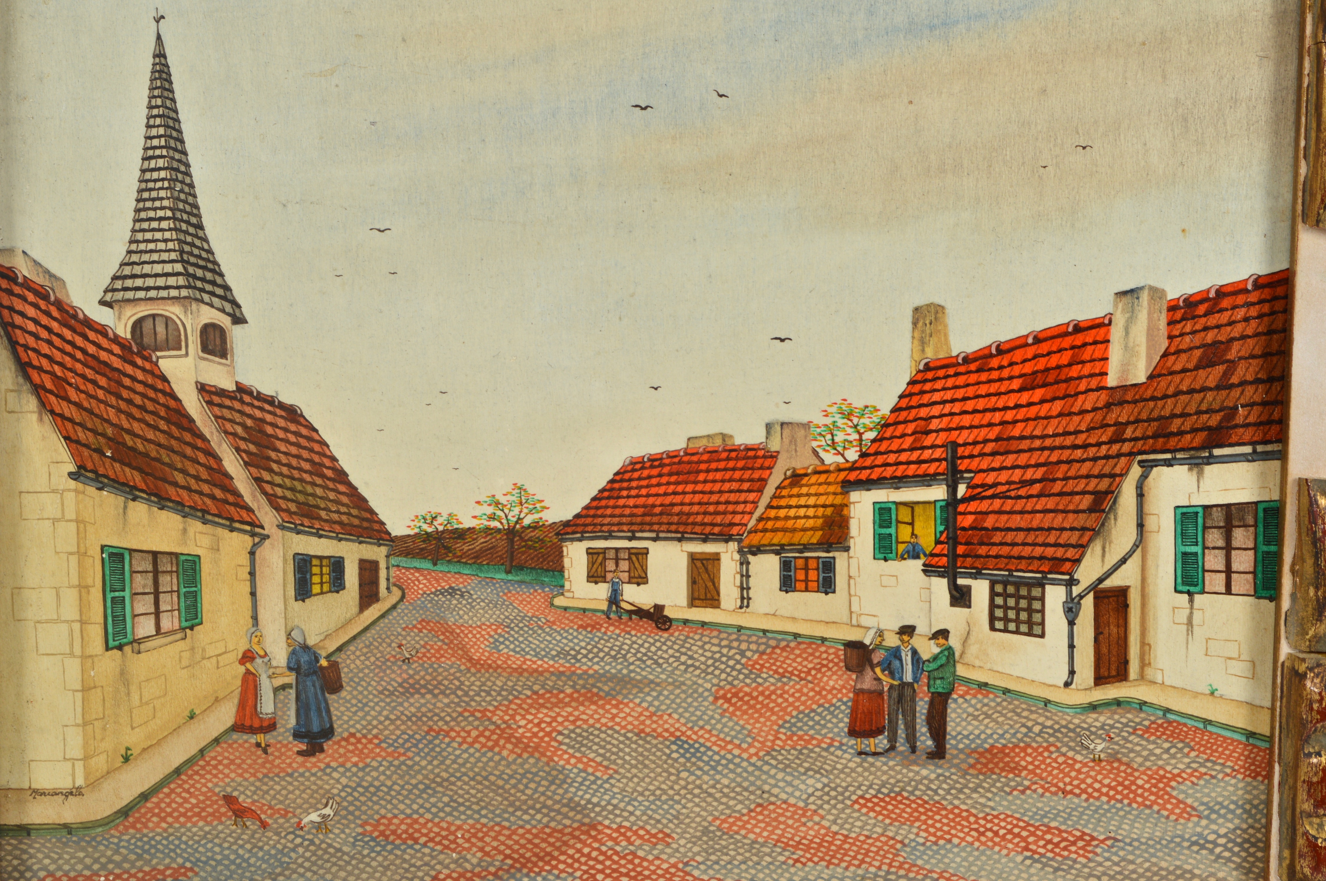 Mariangela "Mediterranean Village" Egg Tempera Painting