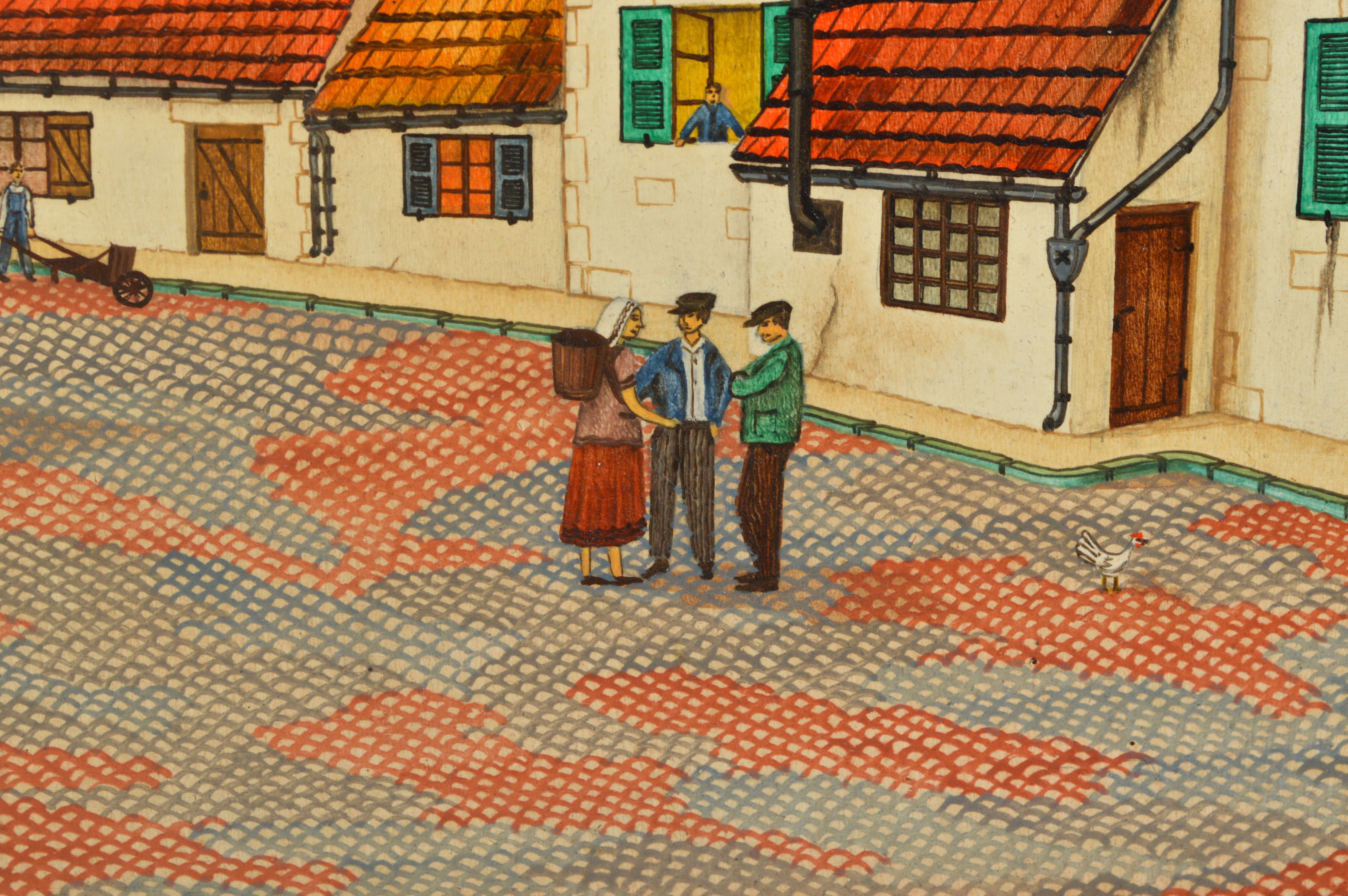 Mariangela "Mediterranean Village" Egg Tempera Painting