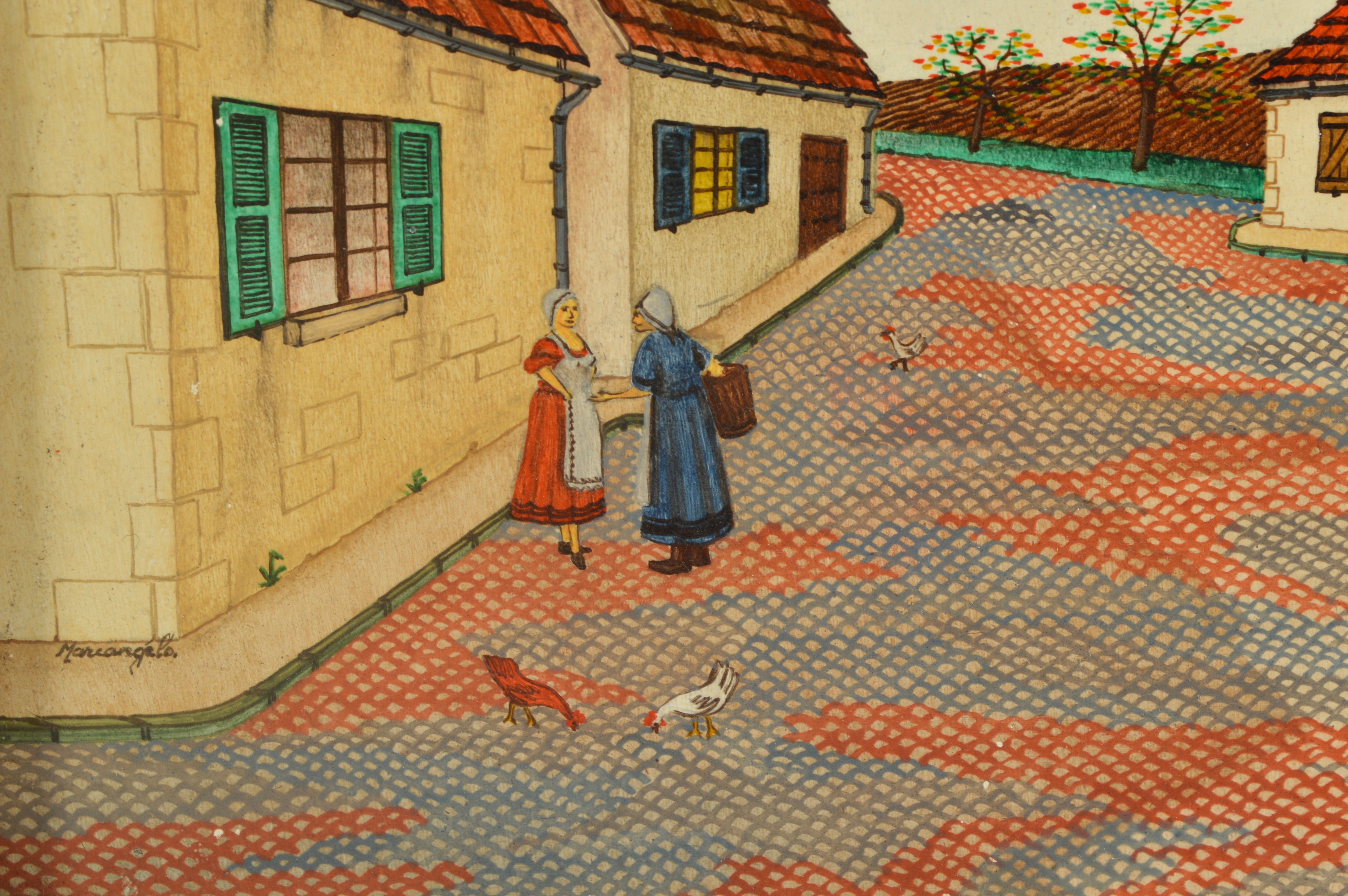 Mariangela "Mediterranean Village" Egg Tempera Painting