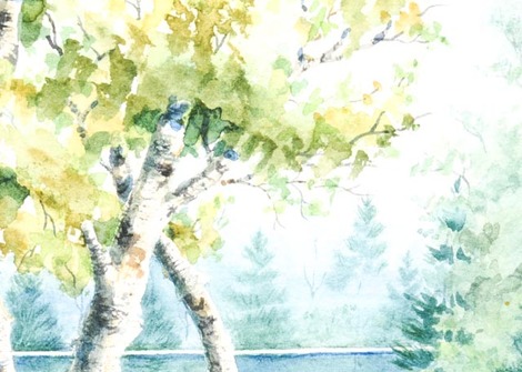 Original Watercolor, Vertical Landscape