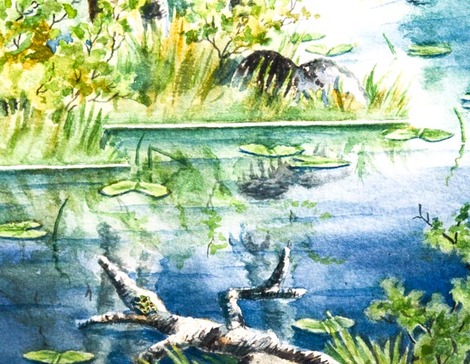 Original Watercolor, Vertical Landscape