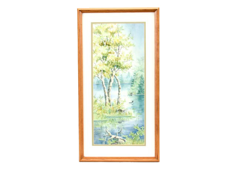 Original Watercolor, Vertical Landscape
