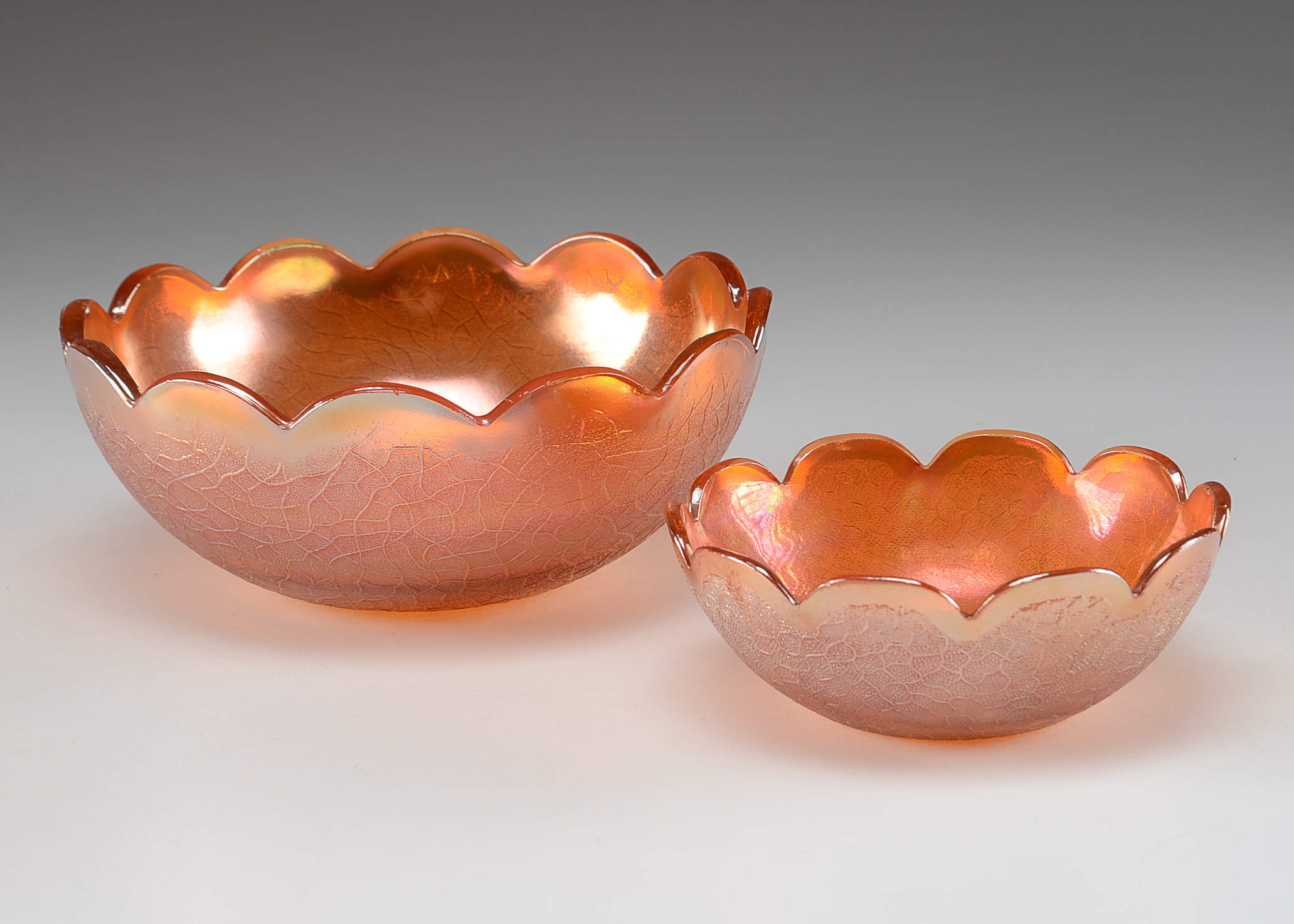 Set of Three Carnival Glass Bowls