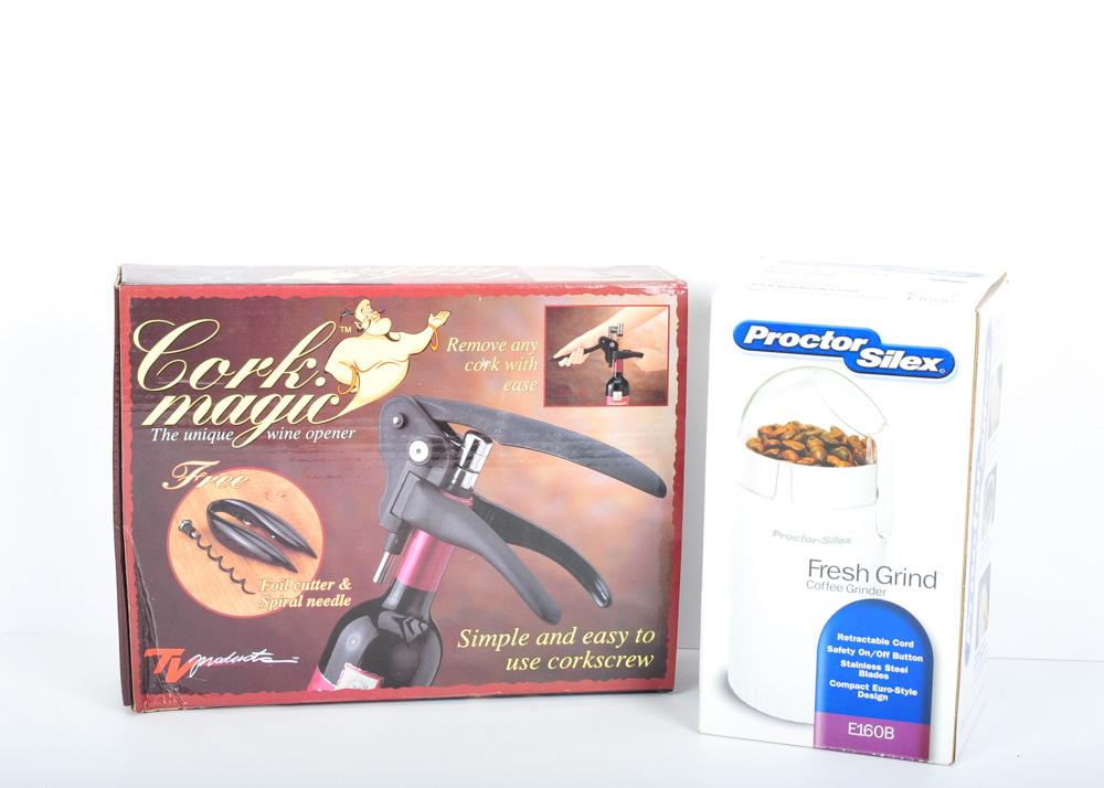 Cork Magic Cork Screw and Proctor Silex Coffee Grinder
